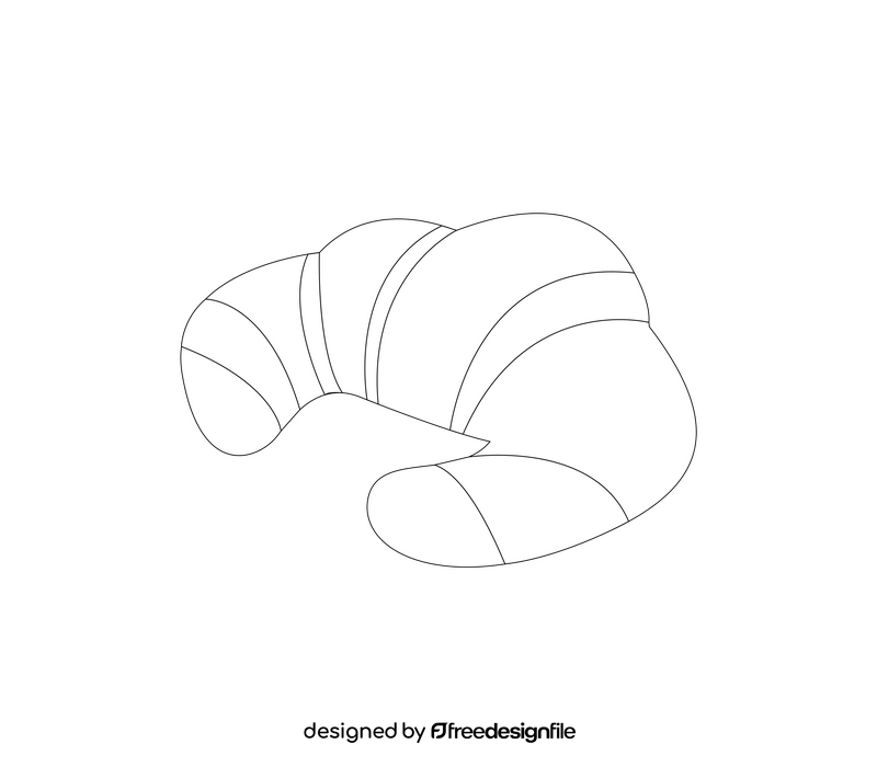 Cartoon French croissant black and white clipart