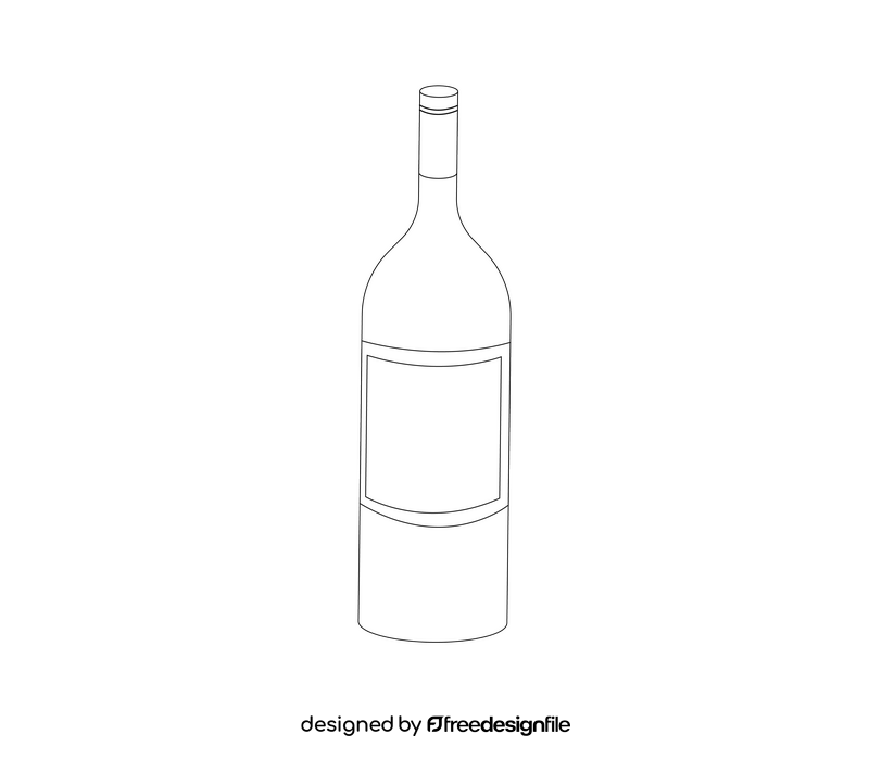 Free bottle of French wine black and white clipart