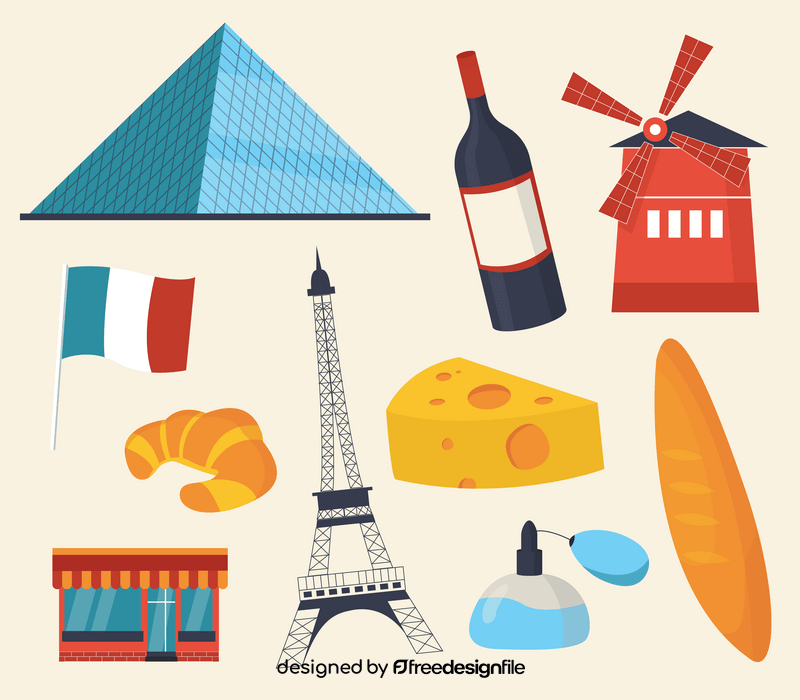 France travel icons vector