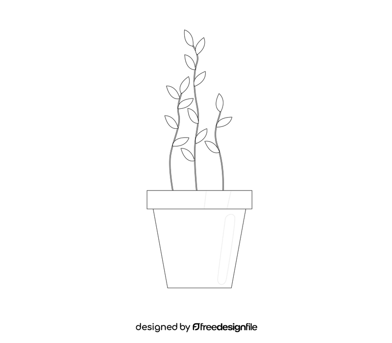 Flower plant in a pot black and white clipart