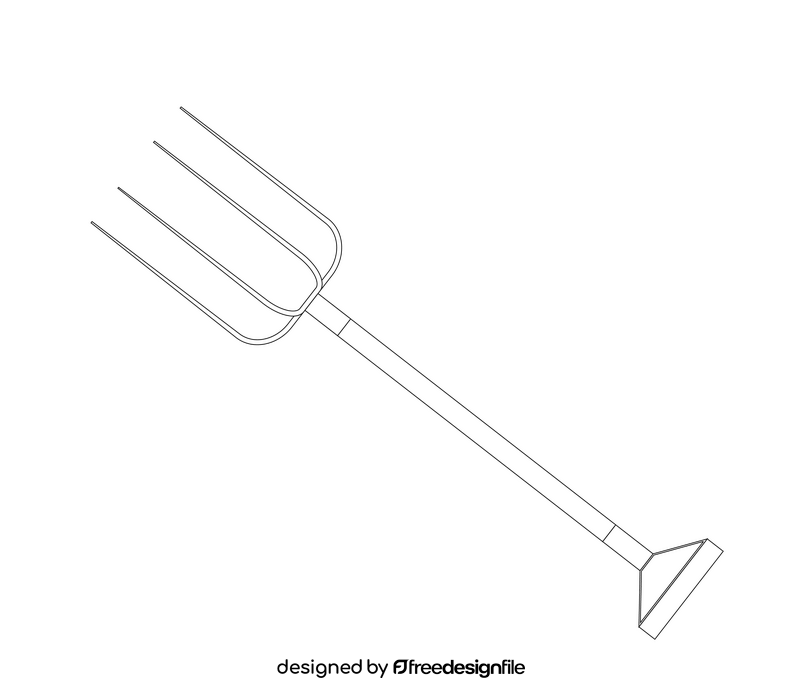 Farm gardening pitchfork black and white clipart