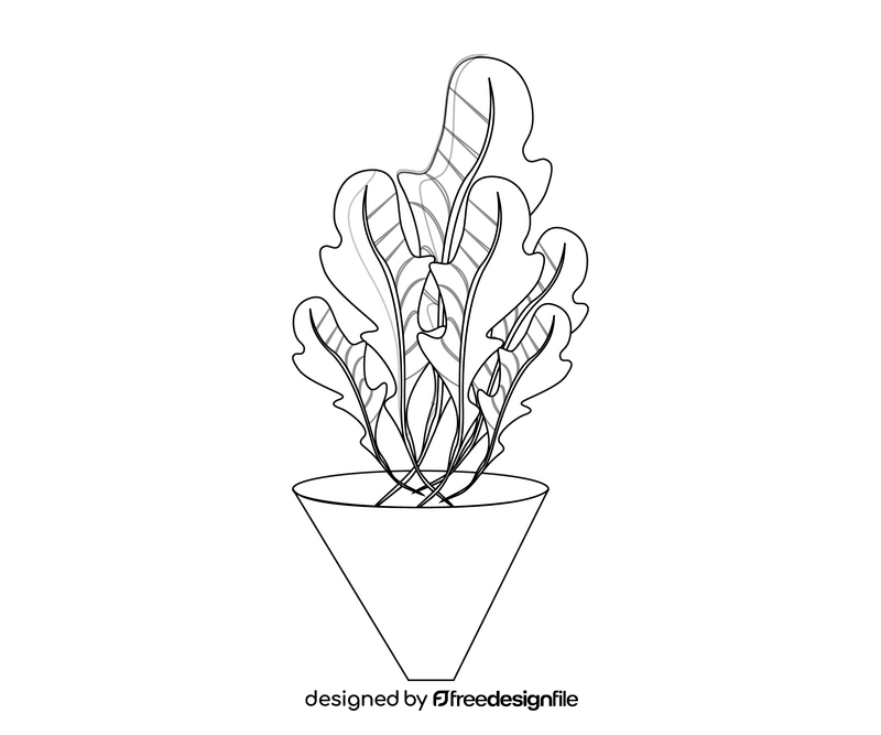 Cartoon indoor plant black and white clipart
