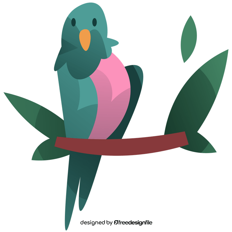 Cartoon parrot sitting on branch clipart