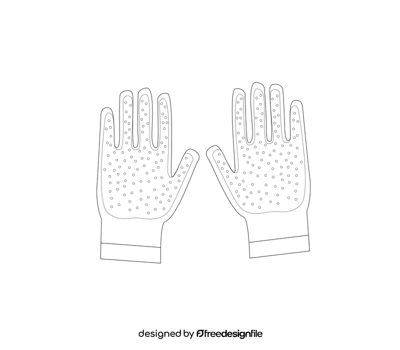 Garden gloves illustration black and white clipart