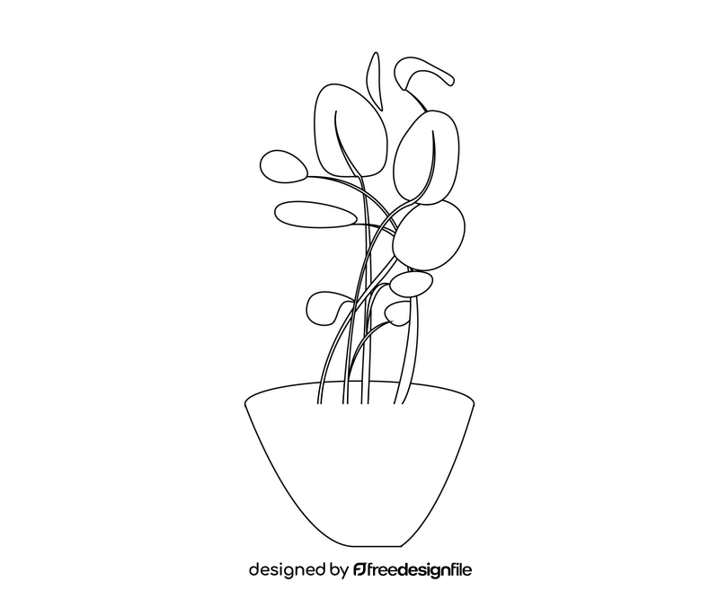 Indoor plant illustration black and white clipart