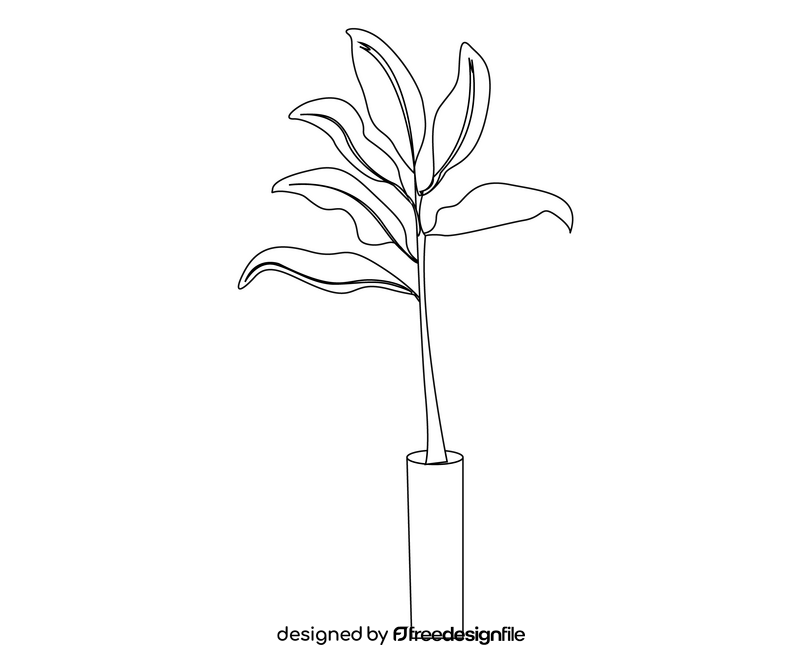 Indoor plant black and white clipart