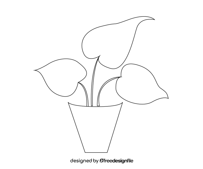 Indoor flower plant black and white clipart