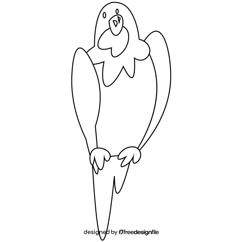 Cute parrot drawing black and white clipart