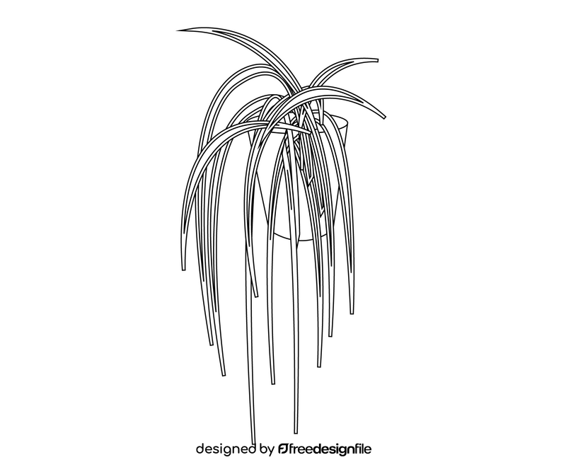 Houseplant cartoon black and white clipart