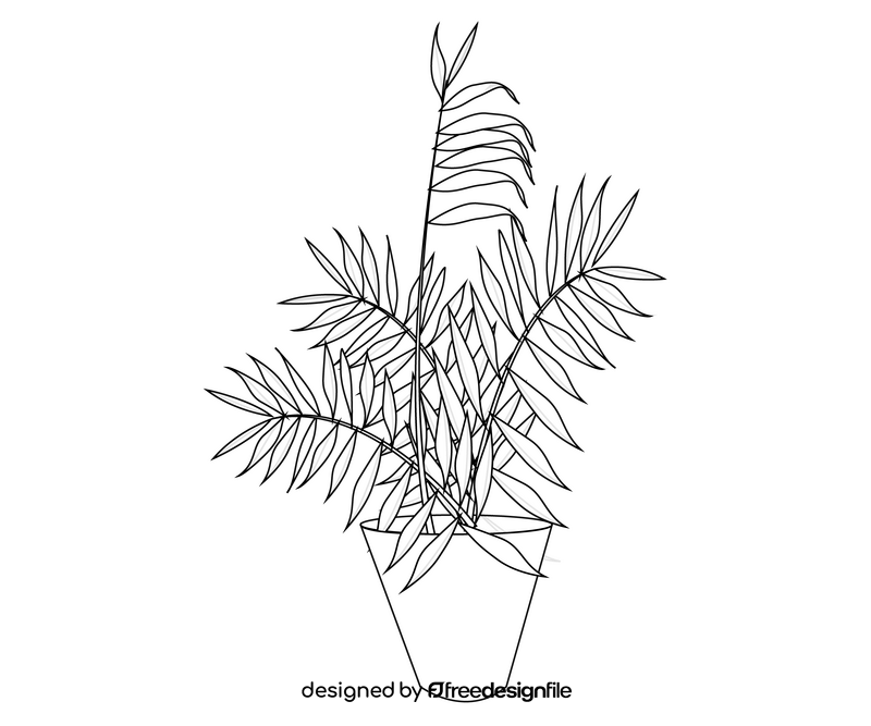 Cartoon house plant black and white clipart