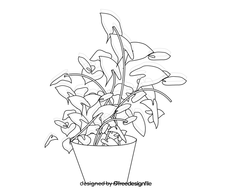 House plant drawing black and white clipart
