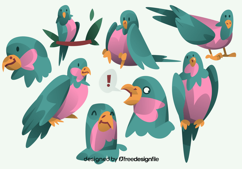 Parrot cartoon set vector