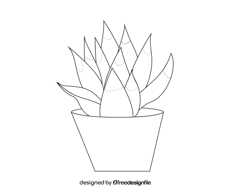 Aloe vera plant illustration black and white clipart vector free download