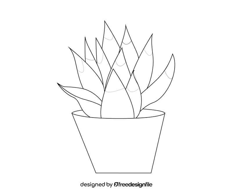 Aloe vera plant illustration black and white clipart vector free download