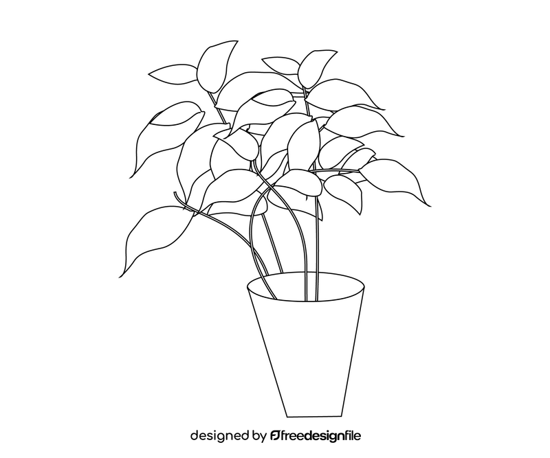 Houseplant black and white clipart