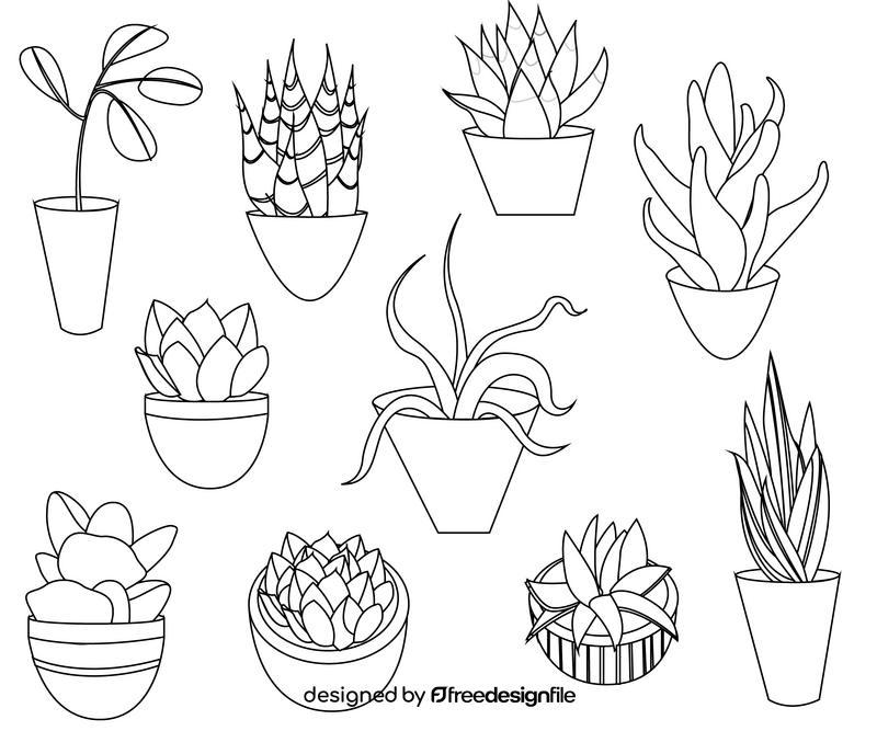 Free houseplants black and white vector