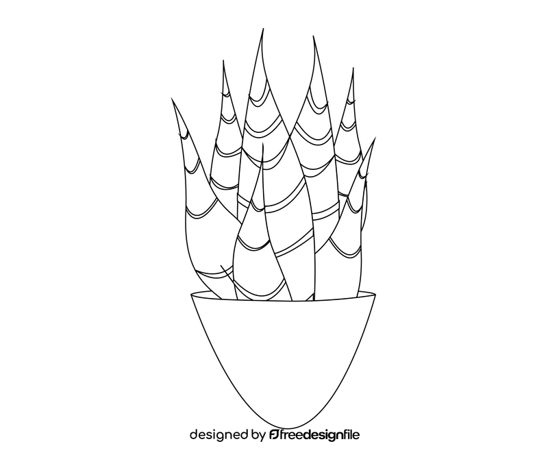 Aloe vera plant black and white clipart