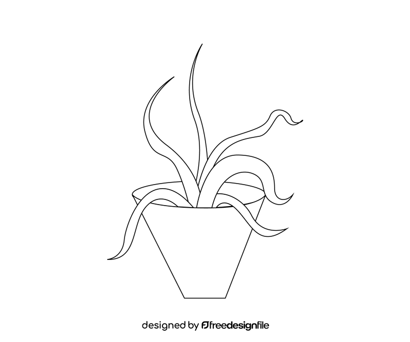 Aloe vera houseplant black and white clipart