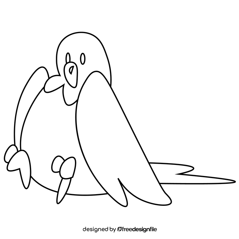 Parrot sitting cartoon drawing black and white clipart