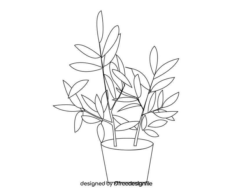 Schefflera houseplant black and white clipart