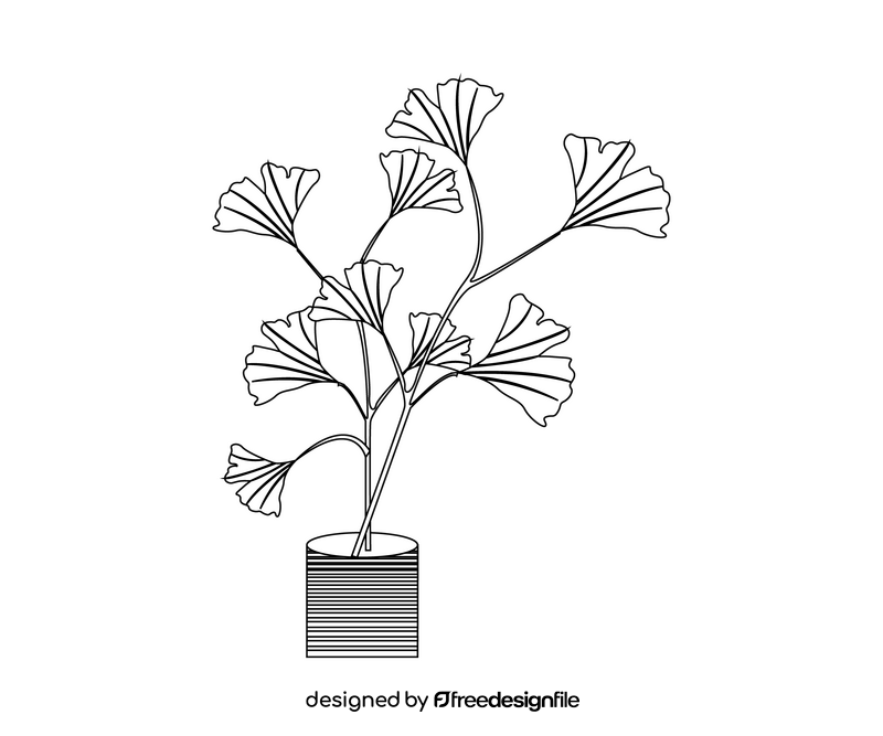 Houseplant cartoon black and white clipart