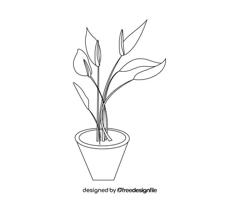 Free houseplant black and white clipart