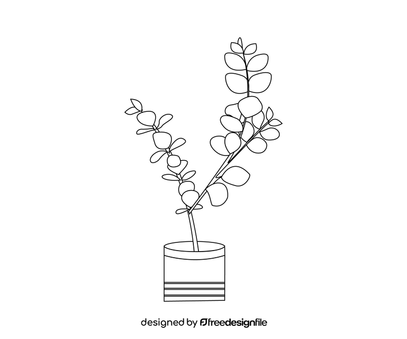 Indoor plant illustration black and white clipart