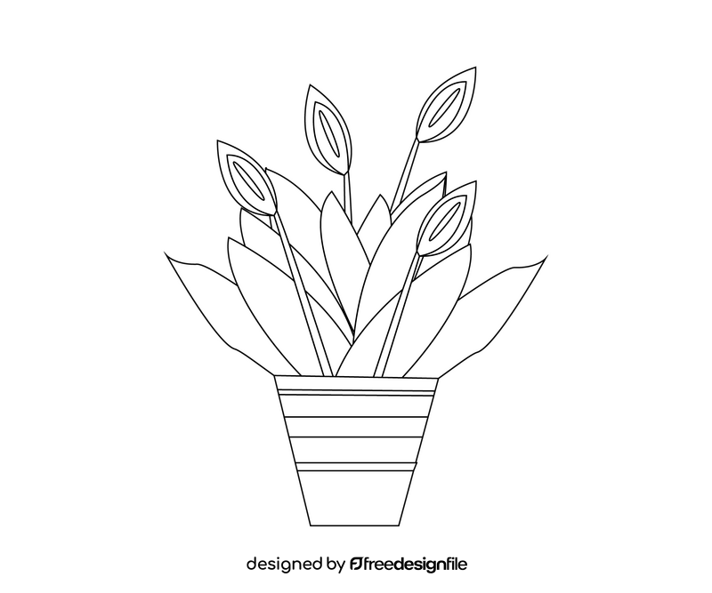 Houseplant cartoon black and white clipart