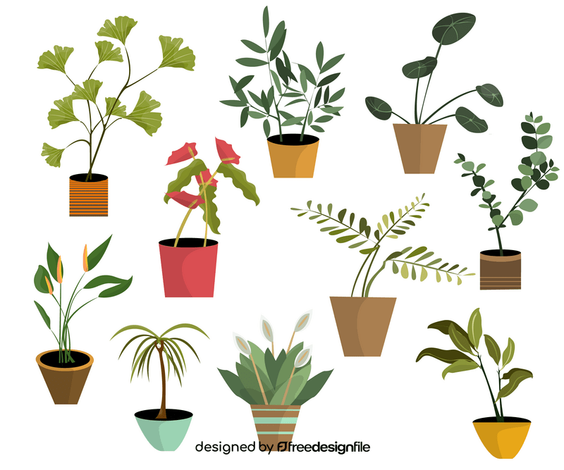 Potted houseplants vector