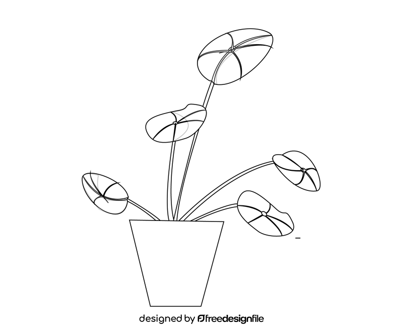 Free ficus houseplant black and white clipart