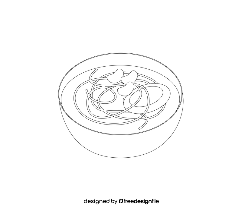 Japanese ramen noodles black and white clipart