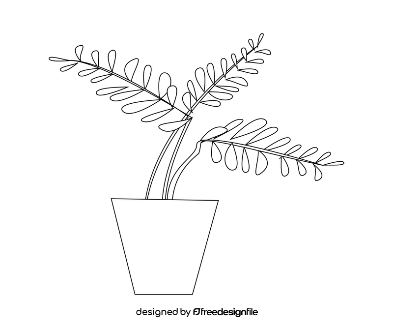 Areca palm plant black and white clipart