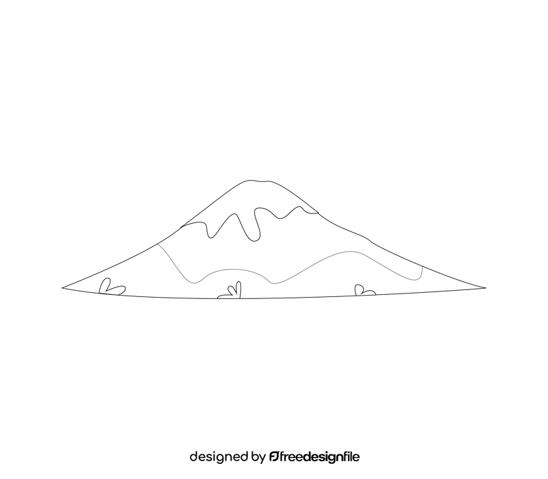 Mount Fuji, Japan black and white clipart
