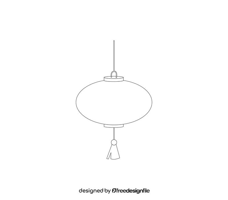 Japanese lantern black and white clipart