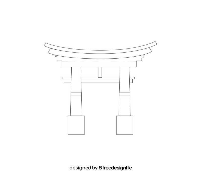 Japanese torii gate black and white clipart
