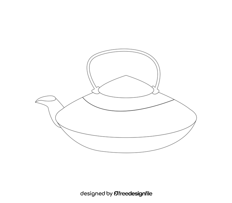 Japanese teapot kettle black and white clipart