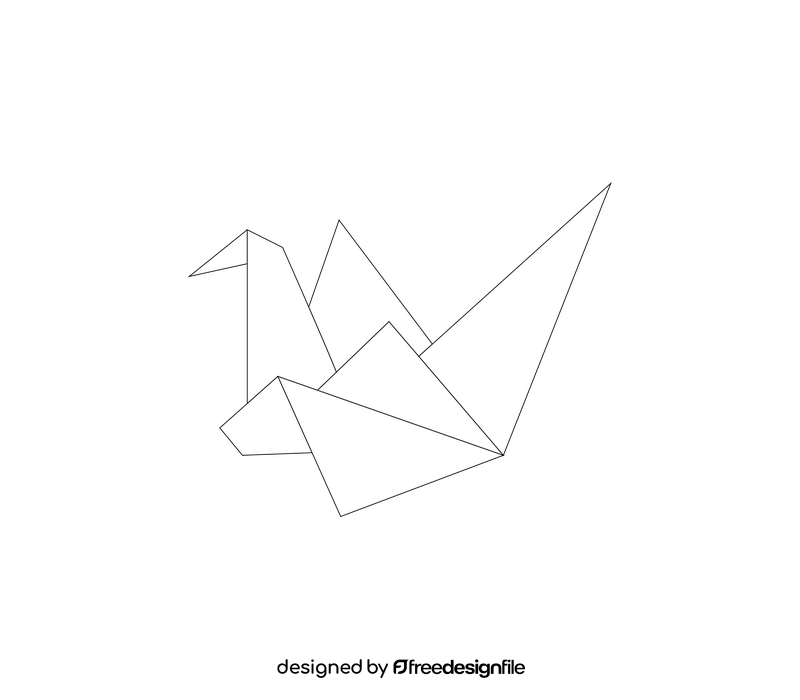 Japanese paper cranes black and white clipart