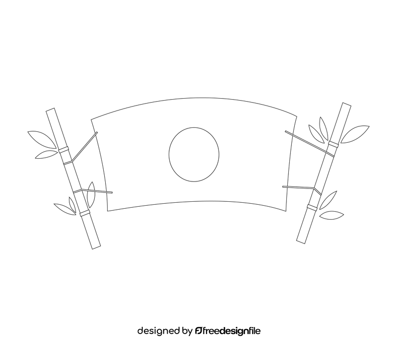 Japan flag illustration black and white clipart