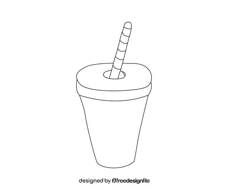 Cartoon coca cola in a cup black and white clipart