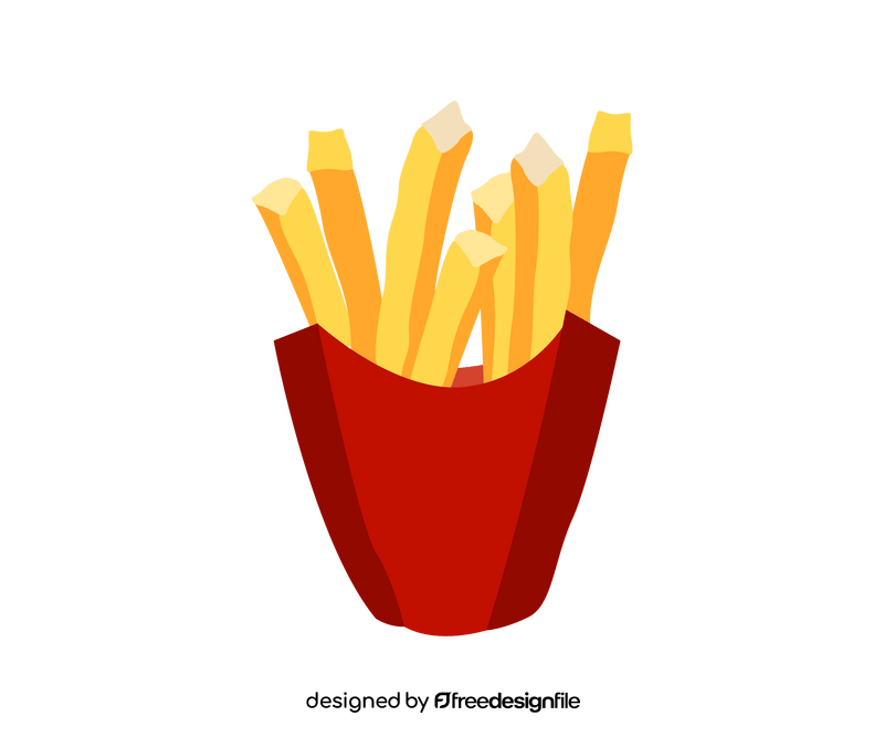 French fries in paper box clipart