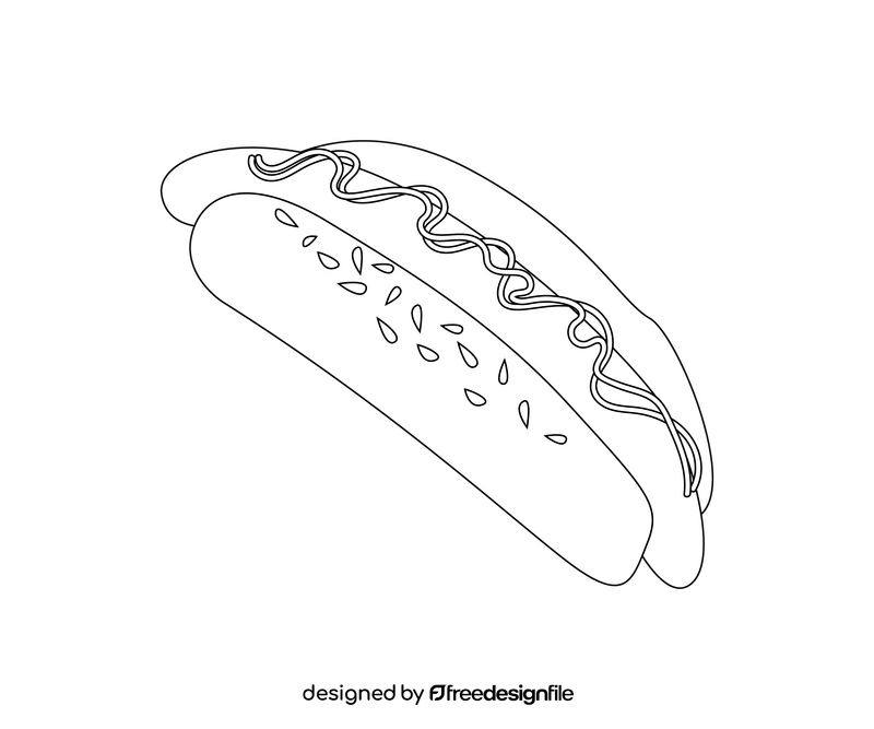 Hot dog drawing black and white clipart