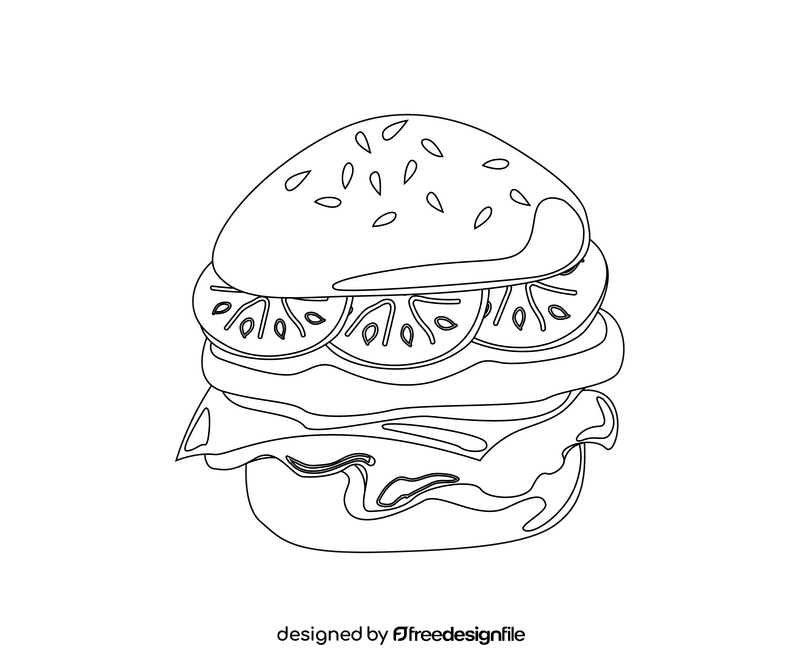 Cartoon hamburger black and white clipart