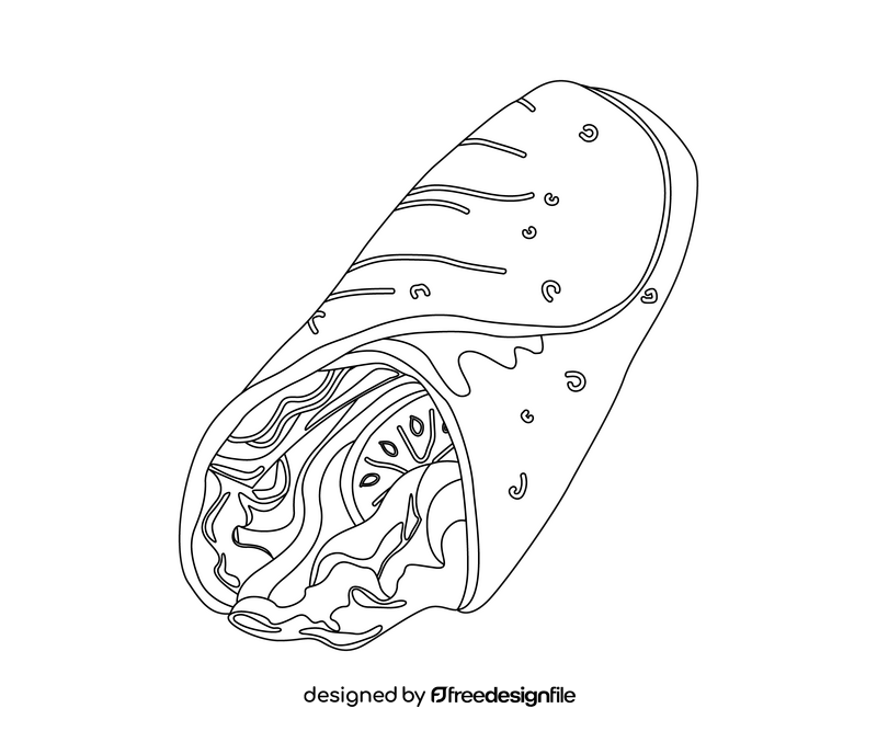 Shawarma illustration black and white clipart