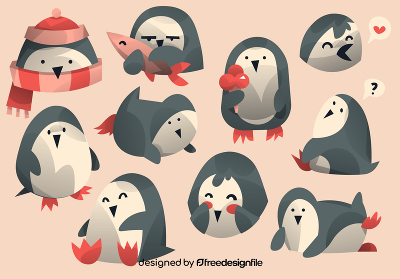 Penguin cartoon set vector