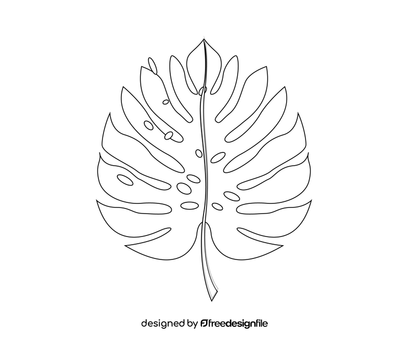 Cartoon palm leaf black and white clipart