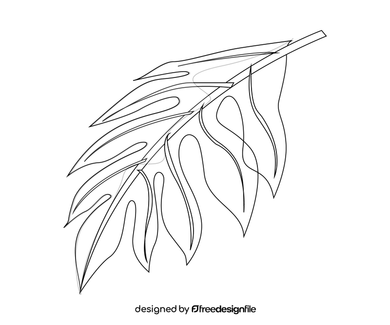 Plant leaf black and white clipart