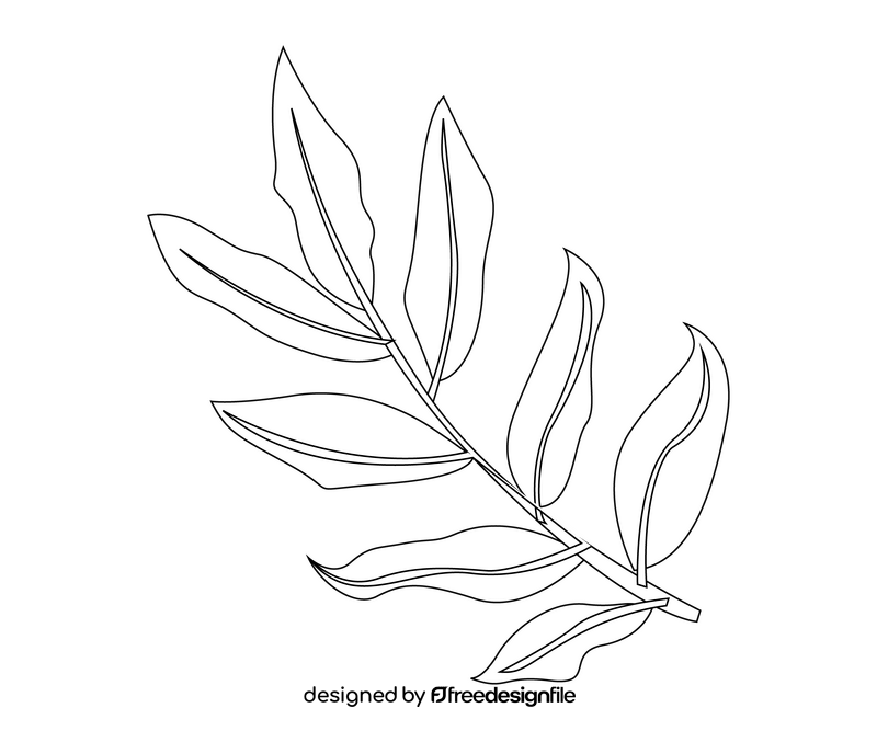 Plant leaves black and white clipart