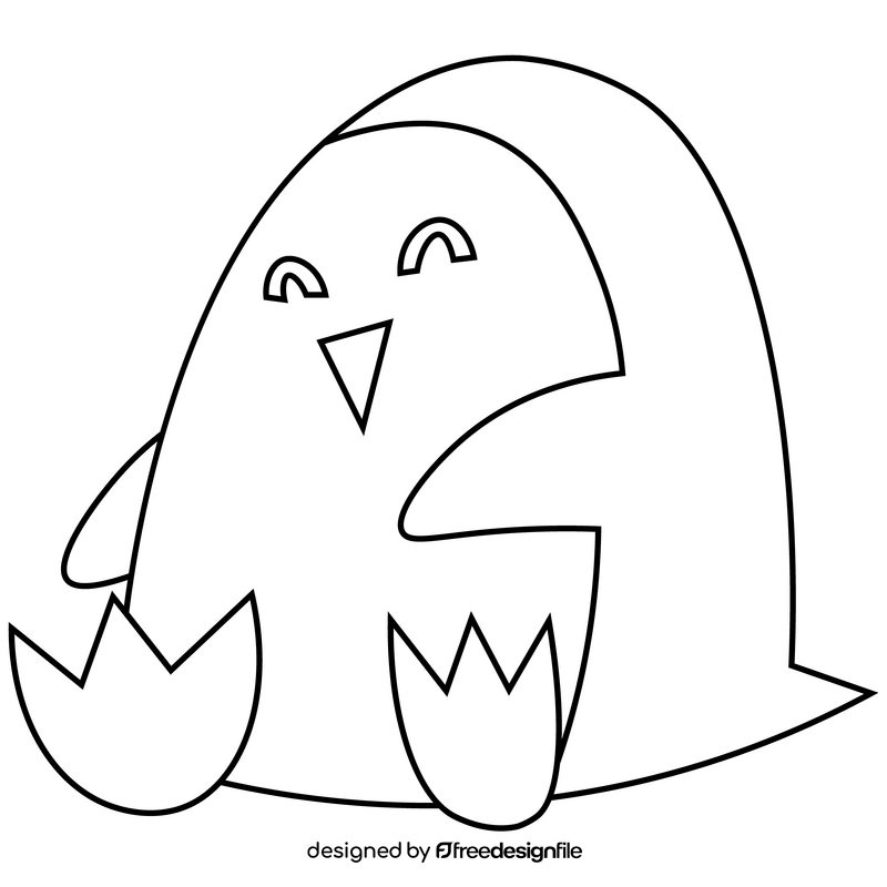 Cute penguin happy black and white clipart