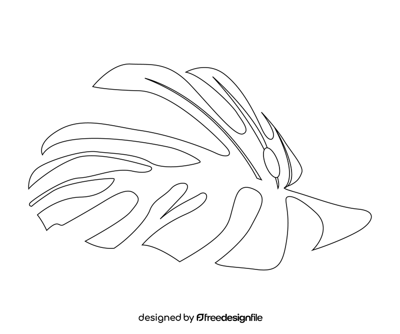 Monstera leaves black and white clipart