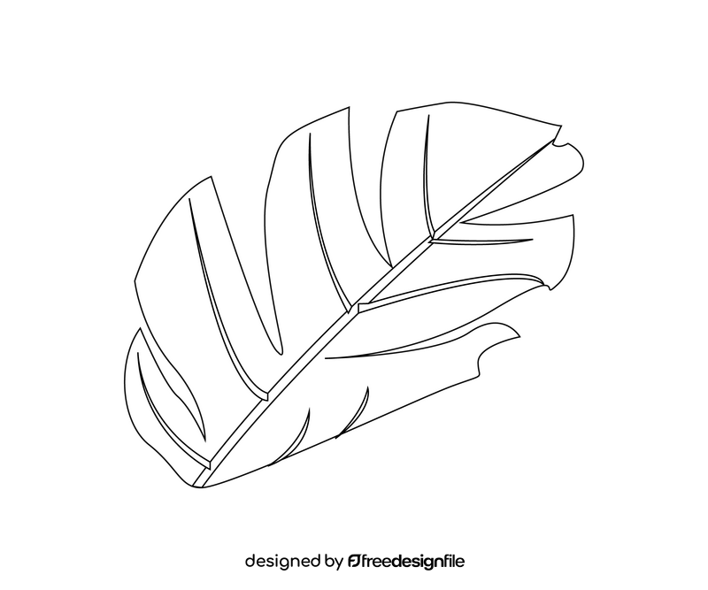 Cartoon monstera leaf black and white clipart